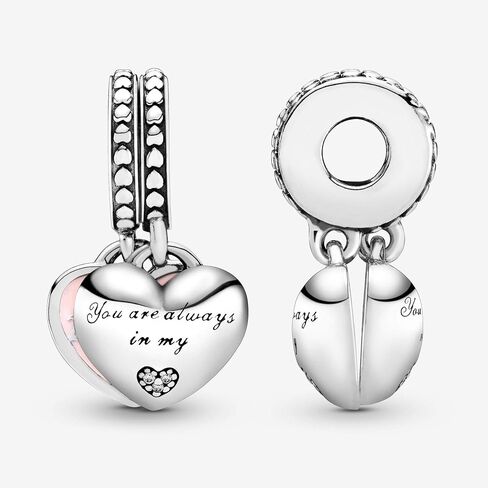 PANDORA Jewelry Mother and Daughter Hearts Dangle Cubic Zirconia Charm in Sterling Silver in Saudi Arabia