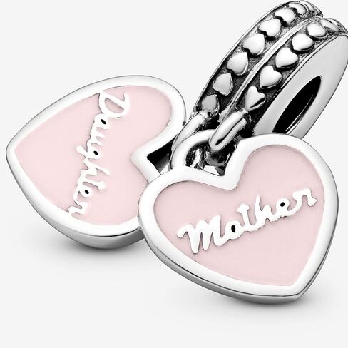 PANDORA Jewelry Mother and Daughter Hearts Dangle Cubic Zirconia Charm in Sterling Silver in Saudi Arabia