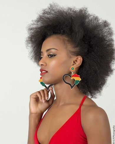 African Earrings Crystal Beaded  Afro Dangle Earrings for Black Women Head Africa Map Heart Dangle Earrings for Women Girls Ethic  Juneteenth Inspired Earrings Jewelry Gift in Kuwait