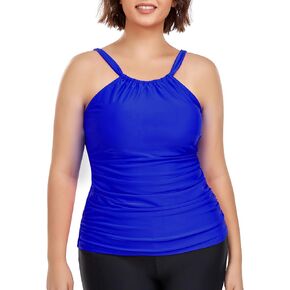 Ocean Blues Women's Plus Size Tankini Top Only High Neck Tankini Bathing Suit Top