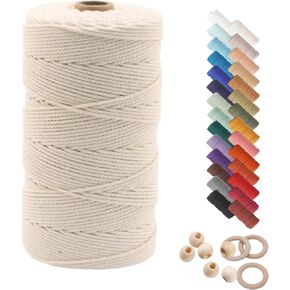 Macrame Cord 2mm 218 Yards Beige,Thick Cotton Macrame Rope 4 Strand Twisted Cotton Cord Rope for Soft Macrame Handmade Wall Hanging, Plant Hanger, Craft, Knitting, Decorative Project in Saudi Arabia