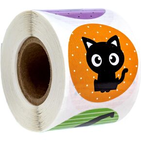 Halloween Character Stickers / 250 Spooky Fall Stickers / 8 Alternating Adorable Autumn Designs / 1.5" Round Trick Or Treat Sticker/Made in The USA