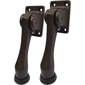 QCAA Solid Brass Drop Down Door Stop, 4", Matte Black, 2 Pack