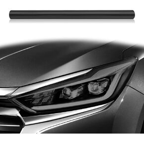 Car Light Tint Film, 12 X 48inch Car Headlamp Taillight Fog Lamp Vinyl Packaging Protective Film, Non-Marking Self-Adhesive Decals Car Decor, Cuttable and Stretchability (Black) in Saudi Arabia