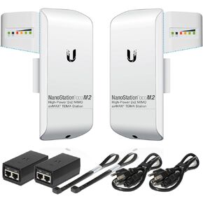 Pre-Configured Bundle of 2 Ubiquiti NanoStation LOCOM2 P2P-2 Units Kit 100% Configured as Network Wireless Bridge for Long Distance Wireless Communications, Plug-and-Play. No Configuration Needed.