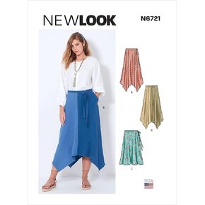 New Look Misses' Asymmetrical Skirt Sewing Pattern Kit, Code N6721, Sizes 10-12-14-16-18-20-22, Multicolor