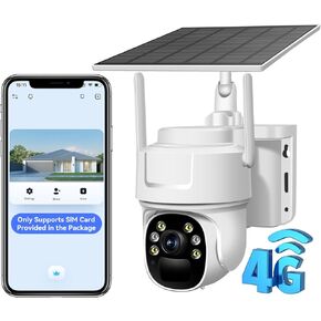 4G LTE Cellular Security Camera, No WiFi Solar Powered Camera Includes SIM Card,Pan Tilt,Wireless,2K HD Night Vision,2-Way Talk,PIR Motion&Siren Alert,Playback on Phone