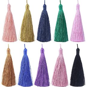 KONMAY Small Imitation Silk Bookmark Tassels, 20pcs 3.4'' Mixed Mini Tassels with Hanging String for Jewelry Making, Crafts, Keychains, Graduation