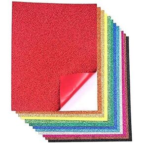 16 Pack Glitter EVA Foam Handicraft Sheets - Non-Adhesive - 8.5 x 11 Inches - Thick and Soft Paper for DIY Projects - 12 Assorted Colors