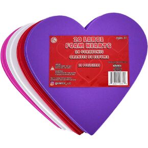 KINREX Valentine's Day Foam Hearts – Multicolor Large Foam Heart Shapes for Girlfriend, Boyfriend, Kids & Adults – Valentine Decor Creative Heart Cut-Outs - 6" - 20 Pieces