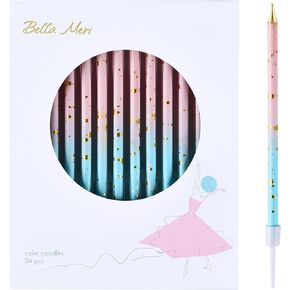 Bella Meri 24-Count Pink Blue Gold Long Thin Birthday Candles, Cake Candles, Birthday Parties, Wedding Decorations, Party Candles