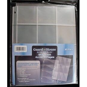 GuardHouse Shield 12 Pocket Coin Storage Pages for 2.5x2.5 Holders Pack of 10