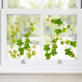 Supzone Green Vine Window Clings Spring Hanging Green Leaves Window Decals Reusable Thicken Anti-Collision Double-Side Window Stickers for Living Room Home Window Glass Door Decoration