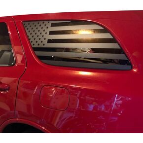 Zxiaochun Rear Side Window American Flag Decal Compatible with Dodge Durango 2014-2016 2017 2018 2019 2020 2021 2022 2023 2024 Accessories, Precut Back Side Window USA Flag Vinyl Sticker(Matte Black)