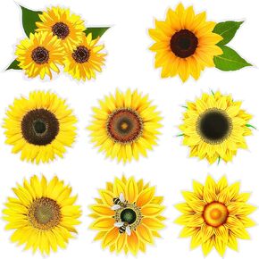 Sunflower Decals Car Stickers Waterproof Sunflower Stickers Vinyl Adhesive Flower Stickers for Car Bumper Classroom Window Laptop Car Decoration 4 (8 Pieces)