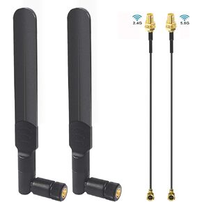 8dBi WiFi Antenna RP-SMA Male Wireless Network 2.4GHz 5.8GHz Dual Band with U.FL/IPEX to RP-SMA Female Pigtail Cable for Mini PCIe Card Wireless Routers, PC Desktop, Repeater, FPV UAV Drone, PS4-2PCS