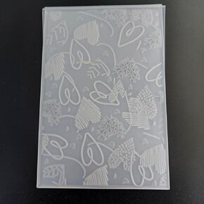 NZJ 3D Texured Heart Background Happy Valentine's Day Love Plastic Embossing Folders for Card Making Scrapbooking and Other Paper Crafts