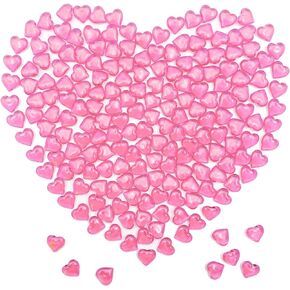 200pcs Pink Acrylic Hearts Shaped Crystals Reusable Gems for Props Decoration for Wedding Decor Photography Props Vase Fillers (22MM red Heart-Shaped)
