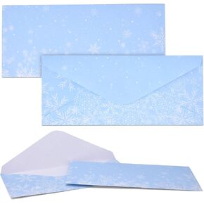 Gift Boutique 120 Christmas Snowflake Envelopes #10 Holiday Blue Winter Envelope Invitations Letter Standard Glue Seal Closure for Wedding Stationary Office Business Letters Notes Mailing Supplies