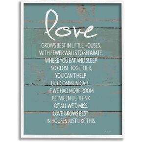 Stupell Industries Love Grows Best in Little Houses Distressed Teal Shiplap, Design by Jo Moulton