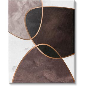 Stupell Industries أشكال ديكو مجردة ذات طبقات متباينة باللون البني الأرجواني، مصممة بواسطة Design Fabrikken Canvas Wall Art، 24 × 30 in Kuwait