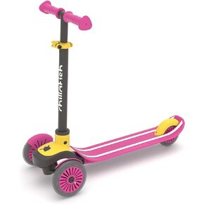 Chillafish Scotti 3-Wheel Lean-to-Steer Scooter with twintip Antislip Deck and Integrated Brake, Adjustable Height Handlebars, Comfy handgrips, for All Ages 3 and up, Pink