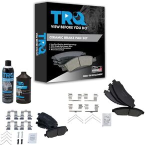 TRQ Front & Rear Premium Ceramic Disc Brake Pad Kit w/Chemicals Compatible with Honda Pilot
