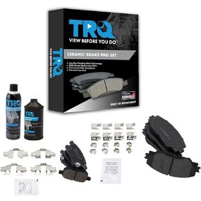 TRQ Front & Rear Posi Ceramic Brake Pad Kit w/Chemicals Compatible with Toyota Pontiac Scion