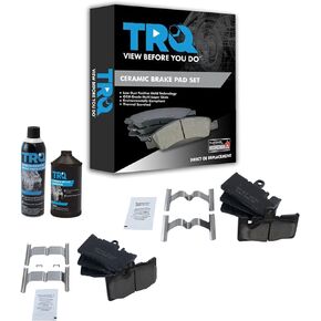 TRQ Front & Rear Premium Posi Ceramic Brake Pad Kit w/Chemicals Compatible with Lexus LS430