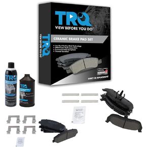 TRQ Front & Rear Ceramic Brake Pad Kit w/Chemicals Compatible with Nissan Infiniti Truck SUV