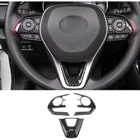 Carbon Fiber Color Car Steering Wheel Buttons Sequins Cover Trim Auto Interior Steering Wheel Decoration Accessories for Toyota Corolla 2020 2021 2022 2023 Toyota RAV4 2019 2020 2021 2022 2023
