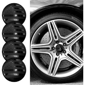 4PCS American Flag Wheel Center Sticker, 56mm Car Rim Decorations Sticker, Trucks, and SUVs, Automotive Exterior Accessories- Black US Flag