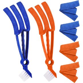 2 in 1 Window Blind Cleaner Duster Tool,Dual Brush Head,with 4 Removable and Washable Microfiber Sleeves, Shutter Cleaner Brush,Air Conditioner Keyboard Fan Duster Dirt Housekeeping Cleaner