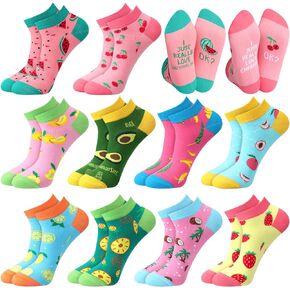 10 Pairs Cute Ankle Socks for Women Funny Fruit Socks Summer Aesthetic Patterned Low Cut Socks for Women Girl Teen
