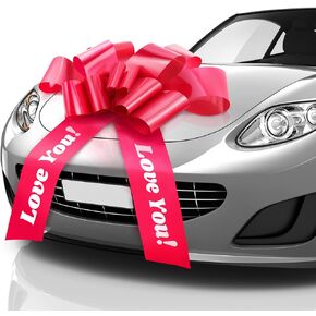Zoe Deco Love You Car Bow (أحمر، 18 بوصة)، قوس هدية عملاق مطبوع مسبقًا مع Love You، قوس كبير للسيارة، قوس عيد ميلاد، قوس سيارة ضخم، أقواس سيارة، قوس كبير للهدايا، قوس للسيارات، تغليف الهدايا