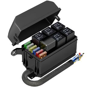 Jekruiet 12V صندوق ترحيل الصمامات للسيارات مع 6 طرق تتابع 12 AWG سلكي مسبقًا مقاوم للماء مجموعة كتلة صندوق الصمامات، ATC/ATO بليد فيوز لشاحنة القوارب البحرية للسيارة الأوتوماتيكية in Kuwait