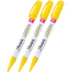 Sharpie Oil-Based Paint Marker, Fine Point, Yellow Ink, Pack of 3