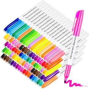 Yahenda 90 Pack Permanent Markers Bulk 30 Colors Assorted Permanent Marker Pen Fine Point Waterproof Fast Drying Markers for Works on Wood, Metal, Plastic, Stone, Glass Office School Supplies