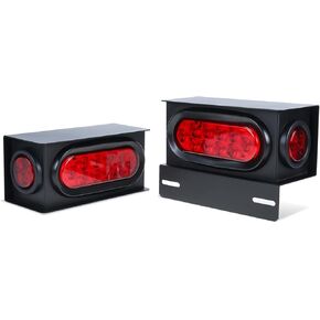 Geeyae 2 حزمة من صناديق إضاءة المقطورة الفولاذية، ضوء خلفي بيضاوي 6 بوصة ومصابيح جانبية مستديرة حمراء 2 بوصة مع تركيب لوحة الترخيص in Kuwait