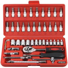 YuuKai 46-Piece 1/4-Inch Drive Male and Female Torx Star Drill Bit Sockets with Storage Case, Includes Metric Socket Set and Extension for Automotive Repair and Home Maintenance