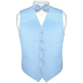 Men's Dress Vest & BOWTie Burgundy Red Woven BOW Tie Horizontal Stripe Set