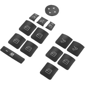 Window Switch Button Trim Cover Sticker Compatible for Mercedes Benz A B C E G GLA CLA GLK GL ML GLE Class, Interior Door Armrest Window Switch Button Trim Cover, Pack of 14
