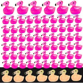 100 Pcs Mini Resin Flamingo Figurines, Luminous Tiny Flamingo, Cute Flamingo Figurines for Cake Topper Garden Dollhouse Landscape Aquarium Ornaments DIY Crafts