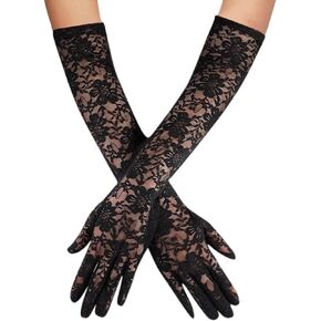 Acenail Women’s Wedding Gloves White Brides Gloves Long Floral Bridal Gloves Elbow Length Lace Gloves Party Gloves
