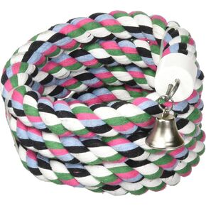 A&E CAGE COMPANY 001348 Happy Beaks Cotton Rope Boing with Bell Bird Toy Multi-Colored, 1.25X97 in, X-Large (HB556)