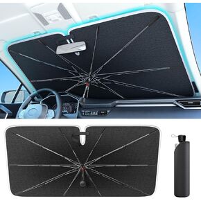 2024 Ice-Shield Sun Shade for Car Windshield [100% Sun Block, 4-Gen Cooling Tech] Heat Insulation Protection, Portable Front Window Sunshade for SUVs/Pickups/Sedans, Universal Size 57"x32"