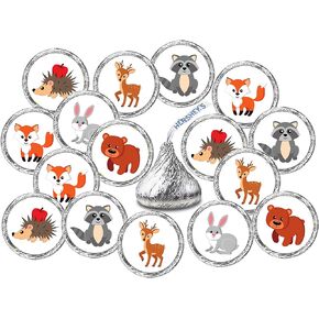 324 Forest Animals Kisses Labels, Woodland Creatures Kisses Stickers for Baby Shower or Birthday Party Decorations, Kisses Stickers Kisses Labels, Envelope Sealer