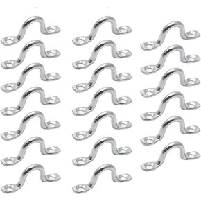 20PCS Pad Eye Straps, Stainless Steel Boat Top Pad Eye, 3mm Eye Straps Tie Down Kayak Deck Loops for Boat Top, Marine Boat Hardware