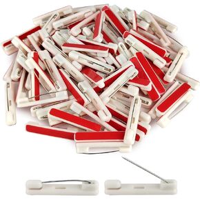 30 Pcs White Safety Pins, Badge Pins with Sticky Strips for Name Tag ID Card Badge and DIY Crafts (1.45 Inch)