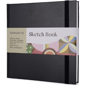 tumuarta Marker Paper Pad Sketchbook, Square 8x8" 64 Sheets/128 Pages, 120 LB, 200 gsm, Acid Free, Hardbound Drawing Pad are Good for Alcohol Markers, Acrylic, Ink, Oil Pastel, Pencil